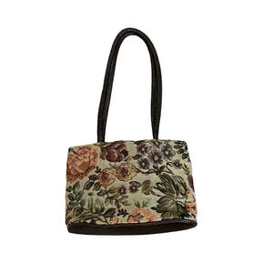 Vintage Bueno Tapestry Cottage Bag Shoulder Handbag Floral Brown Purse Medium